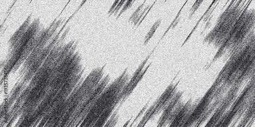 Dynamic abstract background with diagonal streaks of dark gray and white noise creating a sense of motion and texture for digital art and graphic design applications