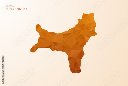Christmas Island Map - Low Poly Polygon Vector Illustration in Orange Hue, Clean Geometric Style, Isolated on White Background.