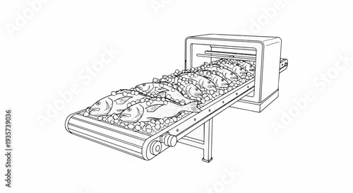 Conveyor belt system transports fish and ice