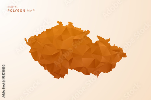 czech republic Map - Low Poly Polygon Vector Illustration in Orange Hue, Clean Geometric Style, Isolated on White Background.