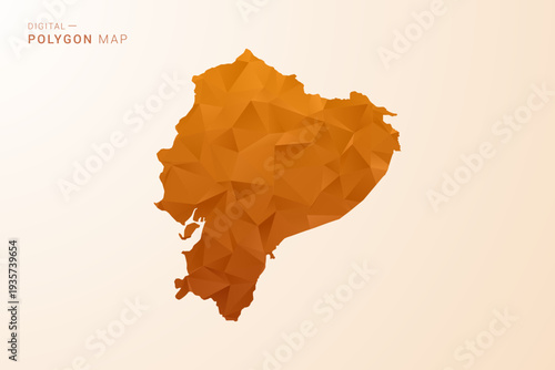Ecuador Map - Low Poly Polygon Vector Illustration in Orange Hue, Clean Geometric Style, Isolated on White Background.