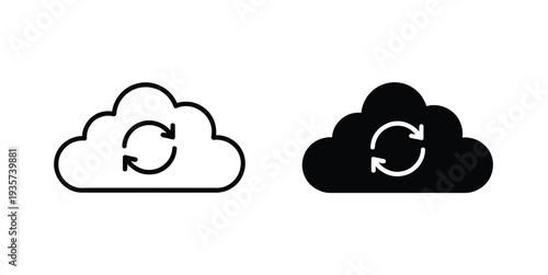 Cloud Sync Icon Symbol Logo Vector Illustration for Web Design