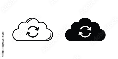 Cloud Synchronization Icon Set Data Backup Logo Vector