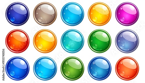 Colorful Round Glass Buttons - A Vibrant Collection for Design Projects.