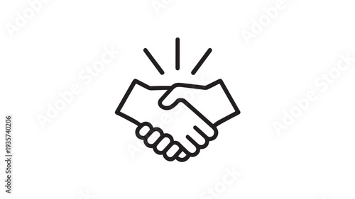 Minimalist Vector Icon of a Professional Handshake Representing Business Partnership Cooperation and Successful Agreement