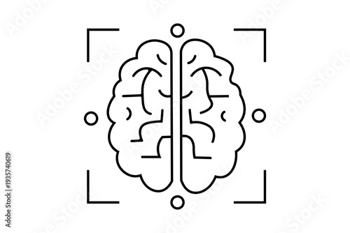 This image is a vector illustration of a human brain viewed from above, showing two symmetrical hemispheres.
