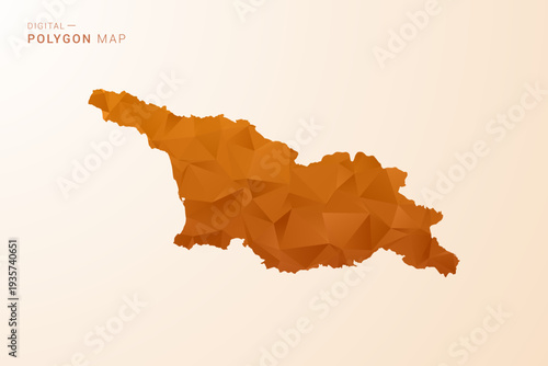 Georgia Map - Low Poly Polygon Vector Illustration in Orange Hue, Clean Geometric Style, Isolated on White Background.
