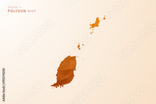 Grenada Map - Low Poly Polygon Vector Illustration in Orange Hue, Clean Geometric Style, Isolated on White Background.