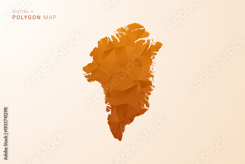 Greenland Map - Low Poly Polygon Vector Illustration in Orange Hue, Clean Geometric Style, Isolated on White Background.