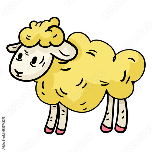 Easter sheep cartoon illustration