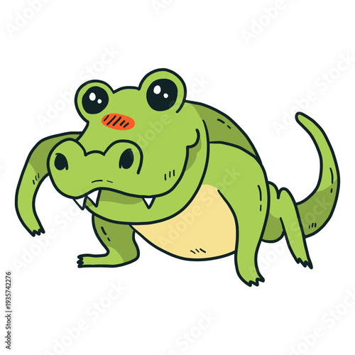 Cute crocodile alligator fang tail flat