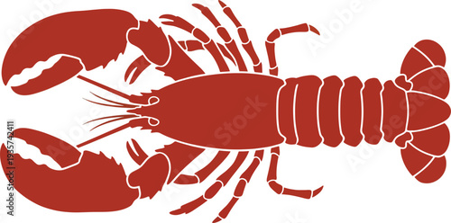 Vibrant red lobster graphic for seafood branding and culinary designs