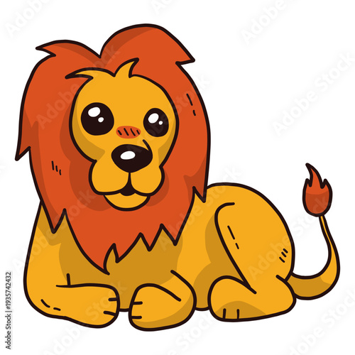 Cute lion king mane tongue tail flat