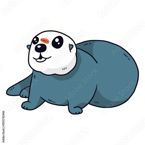 Cute otter sea otter muzzle tail fat flat