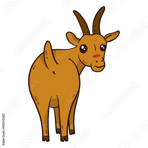 Cute goat tail hoof horn flat