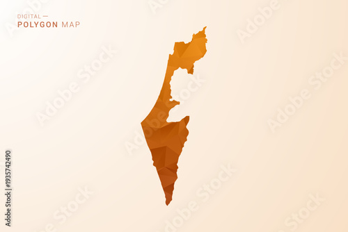 Palestine Map - Low Poly Polygon Vector Illustration in Orange Hue, Clean Geometric Style, Isolated on White Background.
