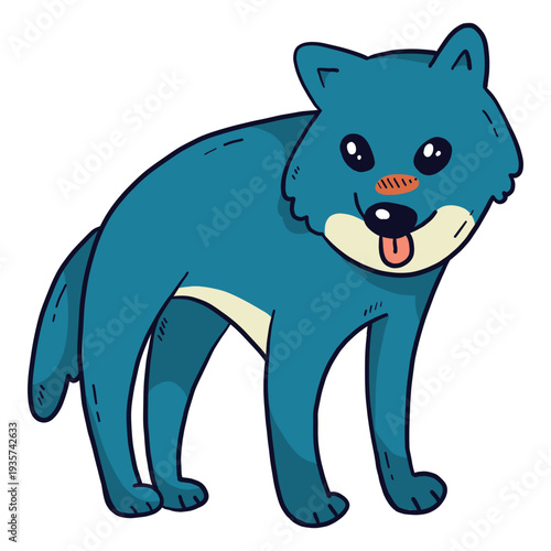 Cute wolf predator tail tongue flat