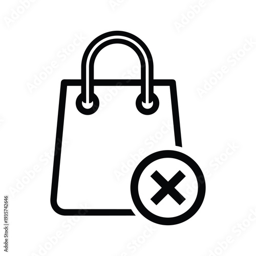 Empty shopping bag with a red prohibition mark indicating unavailability or closure.