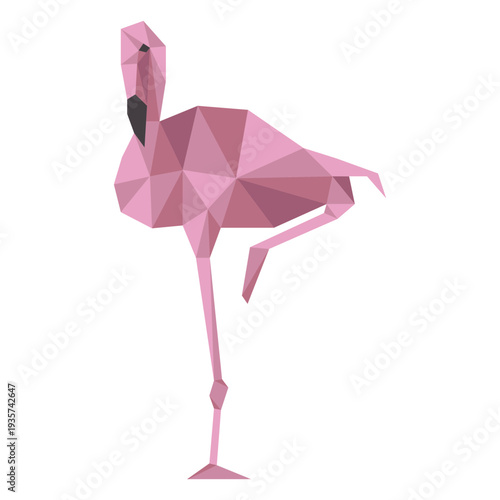 Flamingo beak pink leg low poly