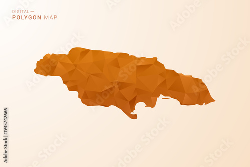 Jamaica Map - Low Poly Polygon Vector Illustration in Orange Hue, Clean Geometric Style, Isolated on White Background.