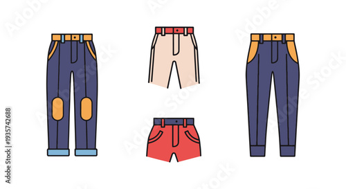 Chinos Line art vector set creative color design