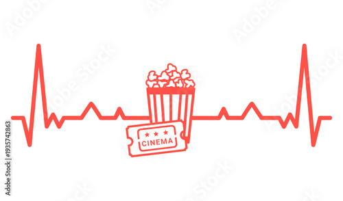 Heartbeat popcorn cinema ticket cardiogram stroke