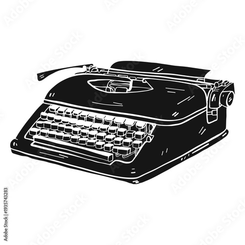 Typewriter button typing silhouette