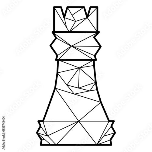 Foto Rook castle chess polygonal line