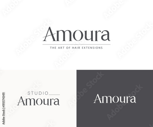 Print amoura logo for hair salon brand busness  marketing idea concept modern art design typography minimalist post advertising