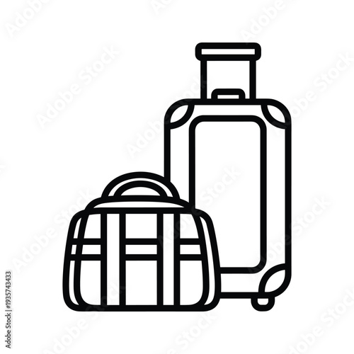 Travel luggage set with backpack and rolling suitcase for journey preparation