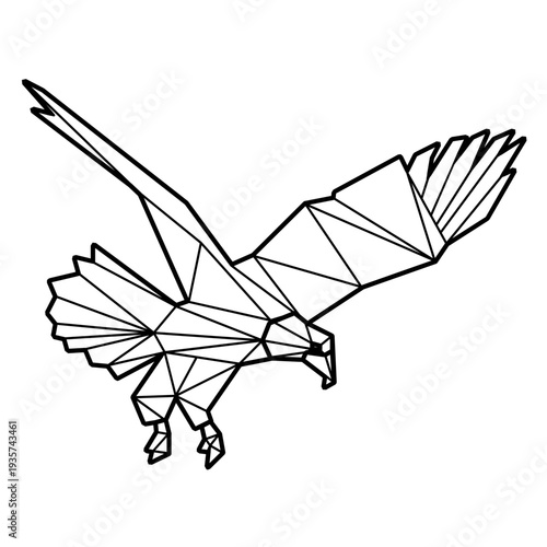 Bald eagle flying polygonal