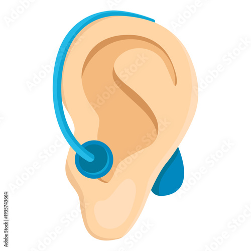 Ear deafness earlobe deaf aid hearing aid illustration