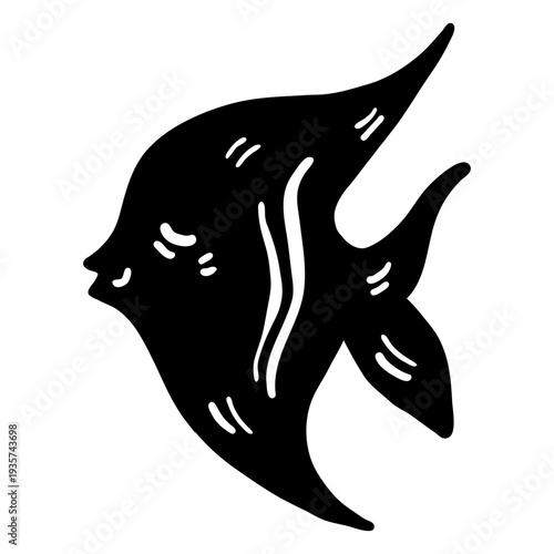 Fish fin tail detailed silhouette