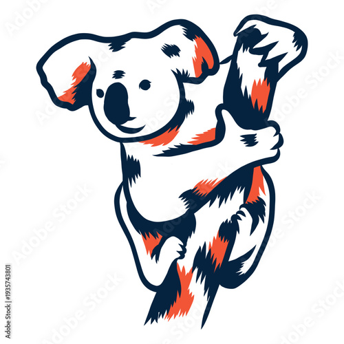 Koala hanging on tree duotone