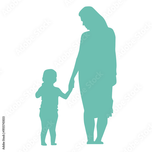 Mother kid child silhouette