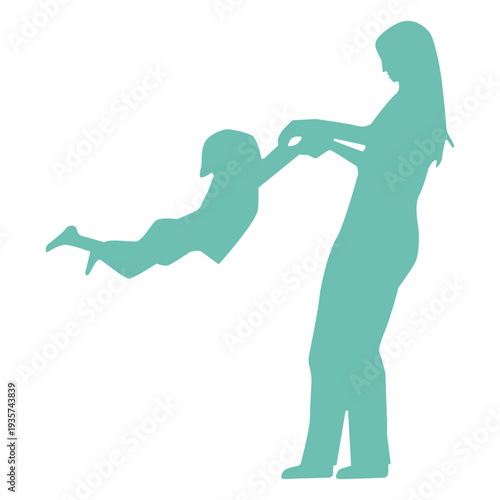 Mother child kid silhouette