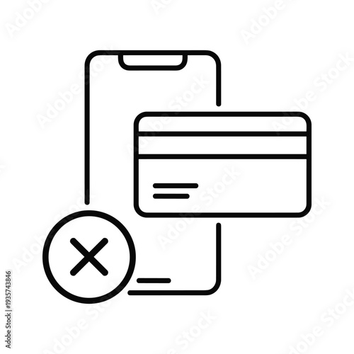 Mobile payment transaction being declined with a cross mark on the screen