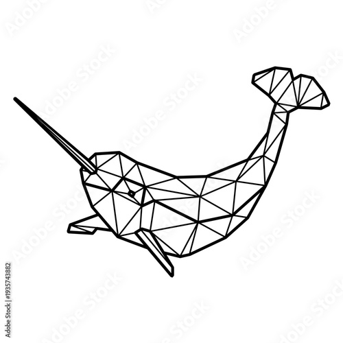 Narwhal swimming polygonal