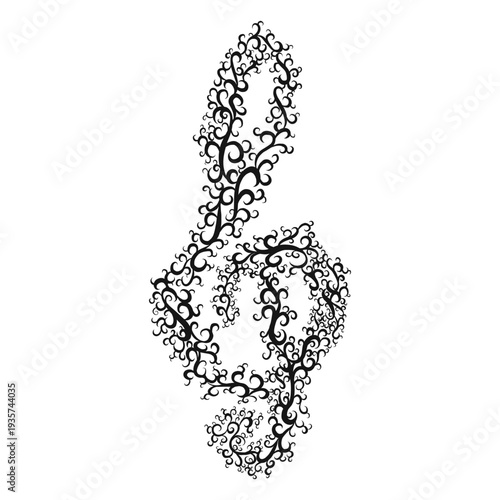 Treble clef musical symbol swirl