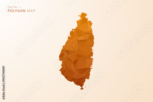Saint Lucia Map - Low Poly Polygon Vector Illustration in Orange Hue, Clean Geometric Style, Isolated on White Background.