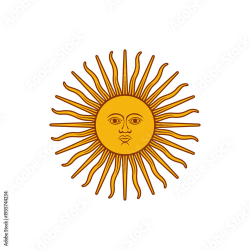 Argentine Sun emblem. Sun of May or Sol de Mayo featured on the flag of Argentina