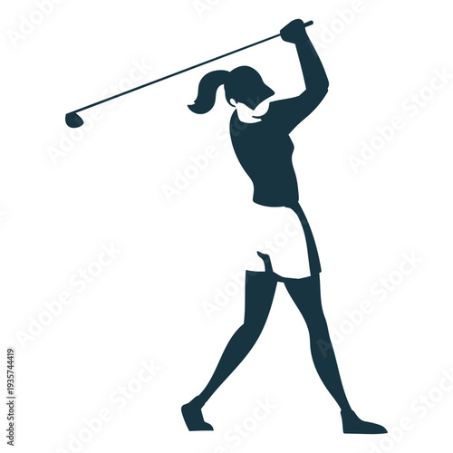 Player female hair cap skirt t shirt club ponytail detailed silhouette