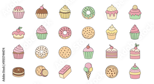 Colorful dessert assortment illustration