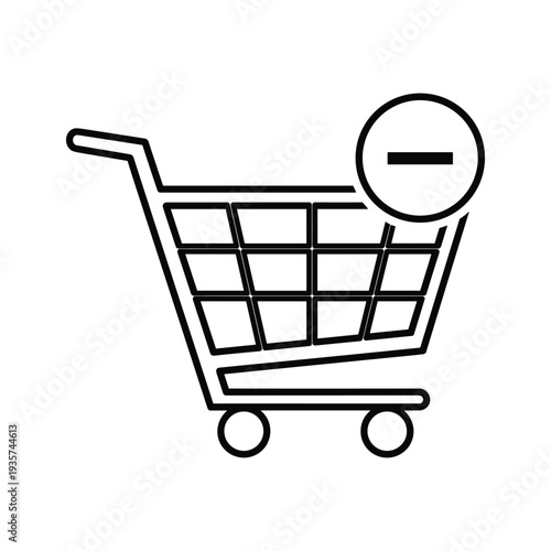 Shopping cart icon with a minus symbol indicating removal or reduction of items
