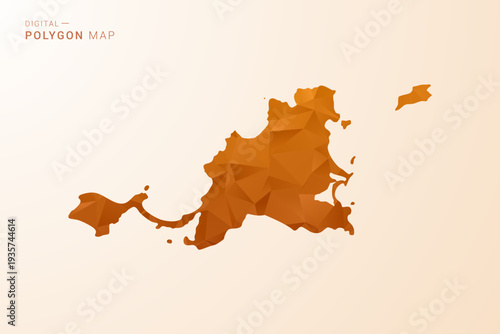 Saint Martin Map - Low Poly Polygon Vector Illustration in Orange Hue, Clean Geometric Style, Isolated on White Background.