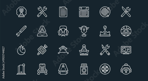 Colorful flat icon set of common objects