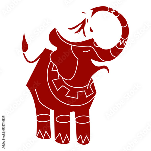 Elephant ivory tail ear trunk pattern detailed silhouette animal