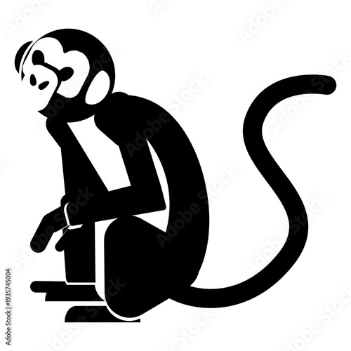 Monkey sitting silhouette animal