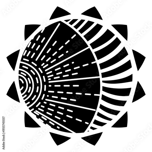 Moon sun crescent ray detailed silhouette celestial body