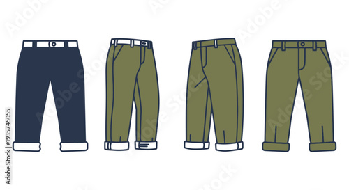 Chinos Line art vector set minimal abstract concept illustration